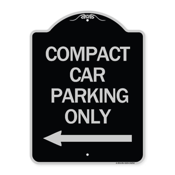 Compact Car Parking W/ Left Arrow Heavy-Gauge Aluminum Architectural Sign, 24" x 18", BS-1824-24252